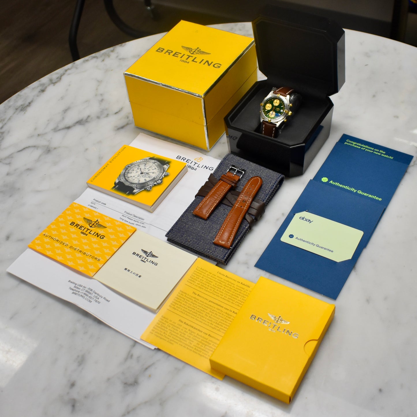 Breitling - Chronomat Steel/18K Green Dial Watch (B13047/81950)