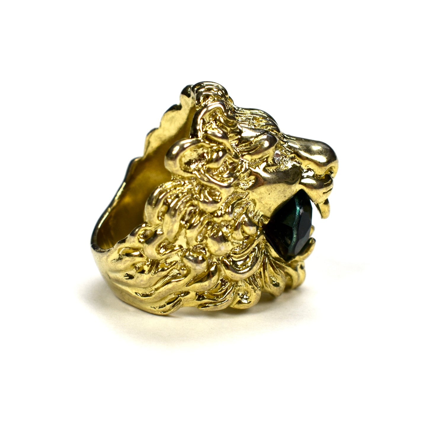 Gucci - Gold Green Crystal Lion Ring