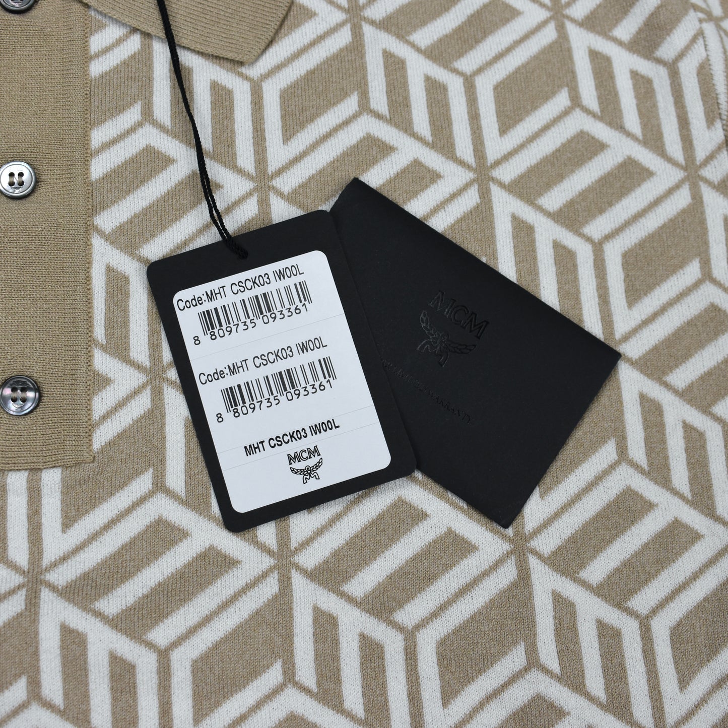 MCM - Cubic Monogram Logo Knit Polo Shirt (Beige)