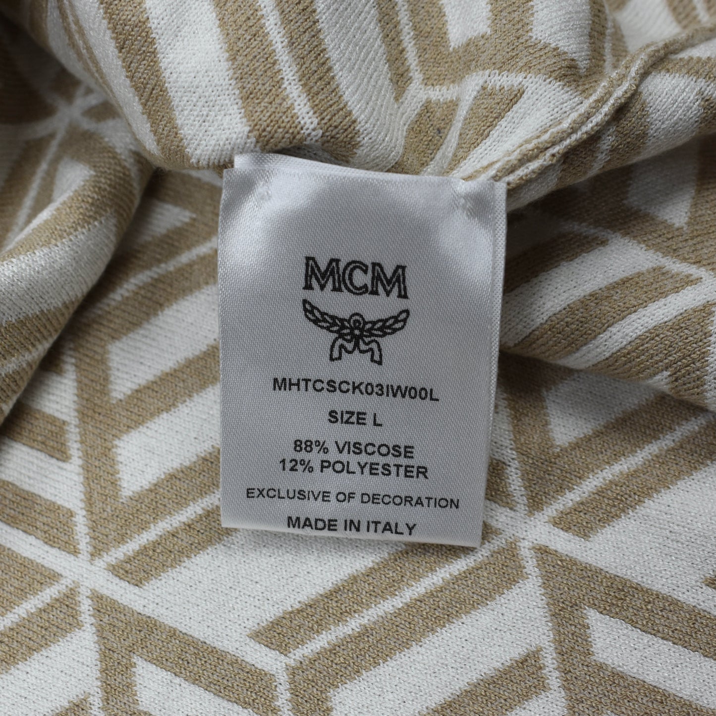MCM - Cubic Monogram Logo Knit Polo Shirt (Beige)