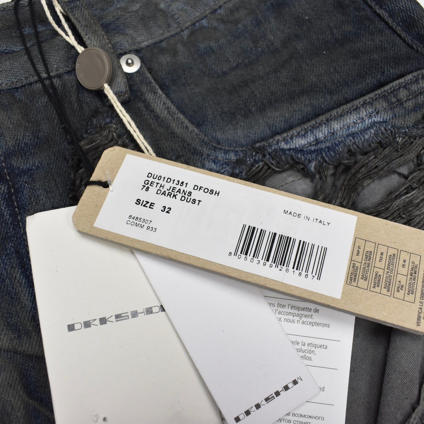 Rick Owens DRKSHDW - Dark Dust Shredded Geth Jeans