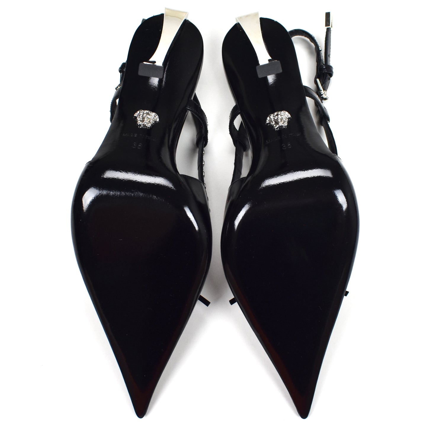 Versace x Dua Lipa - Black Leather Corset Heels