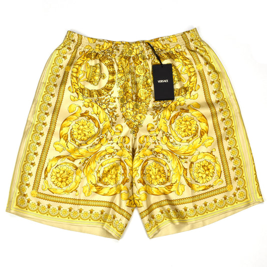 Versace - Champagne / Gold Barocco Print 100% Silk Shorts
