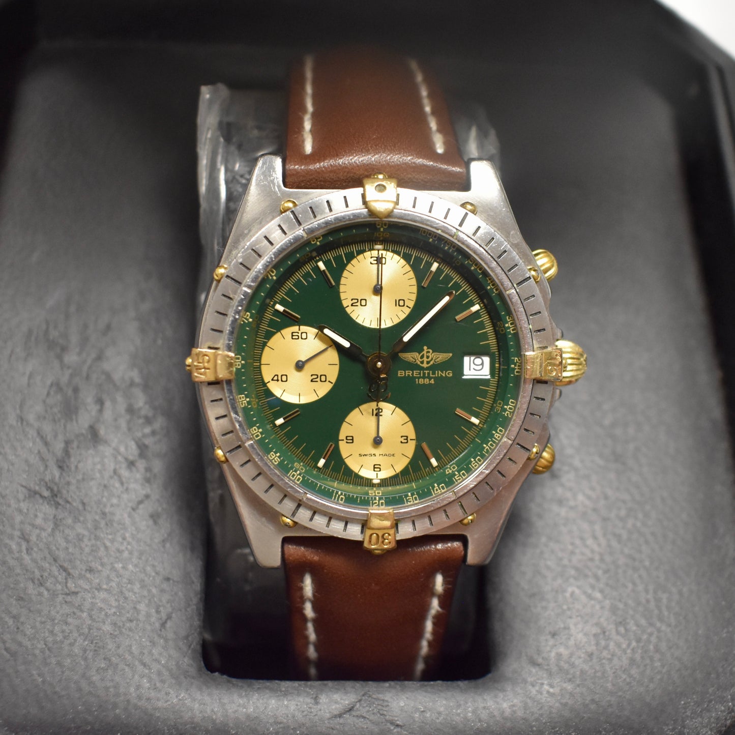 Breitling - Chronomat Steel/18K Green Dial Watch (B13047/81950)