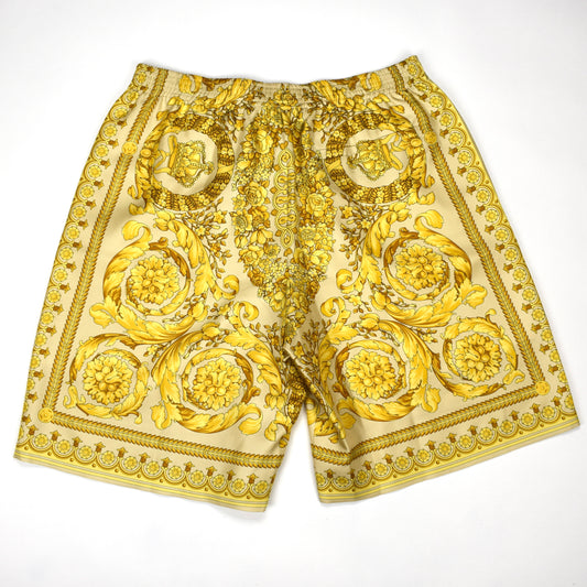 Versace - Champagne / Gold Barocco Print 100% Silk Shorts