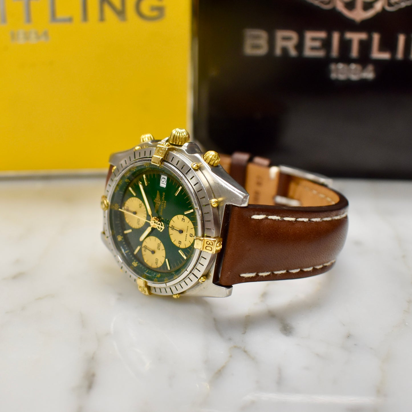 Breitling - Chronomat Steel/18K Green Dial Watch (B13047/81950)