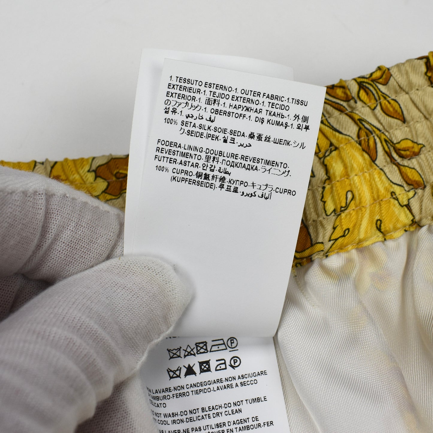 Versace - Champagne / Gold Barocco Print 100% Silk Shorts
