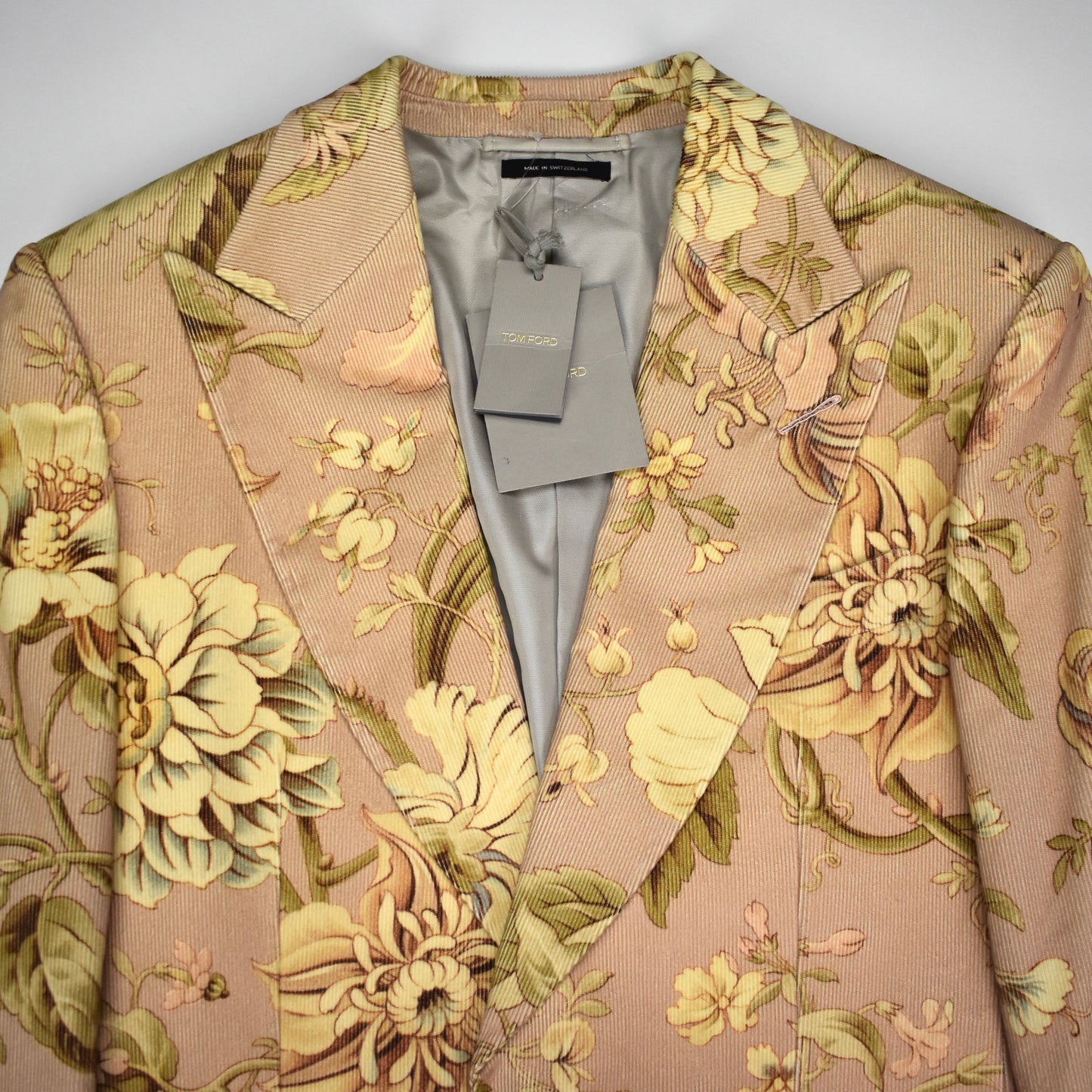 Tom Ford - Light Pink Floral Print Corduroy Blazer