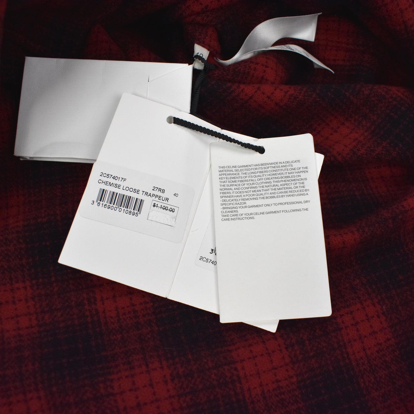 Celine - Red/Black Oversized Heavyweight Wool Flannel Shirt