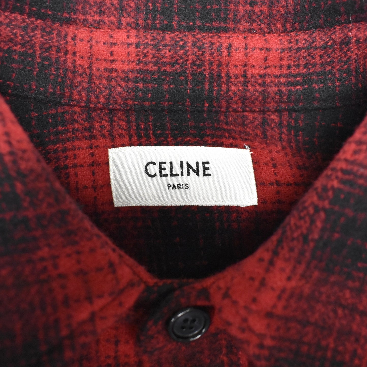 Celine - Red/Black Oversized Heavyweight Wool Flannel Shirt