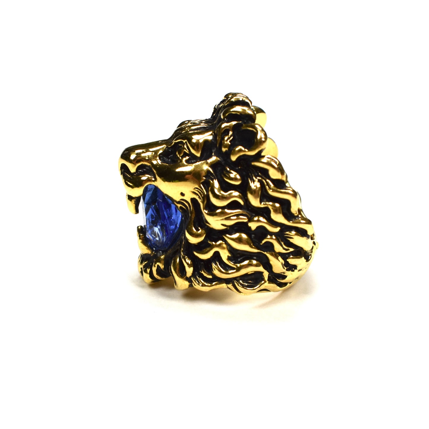 Gucci - Vintage Gold Blue Crystal Lion Ring