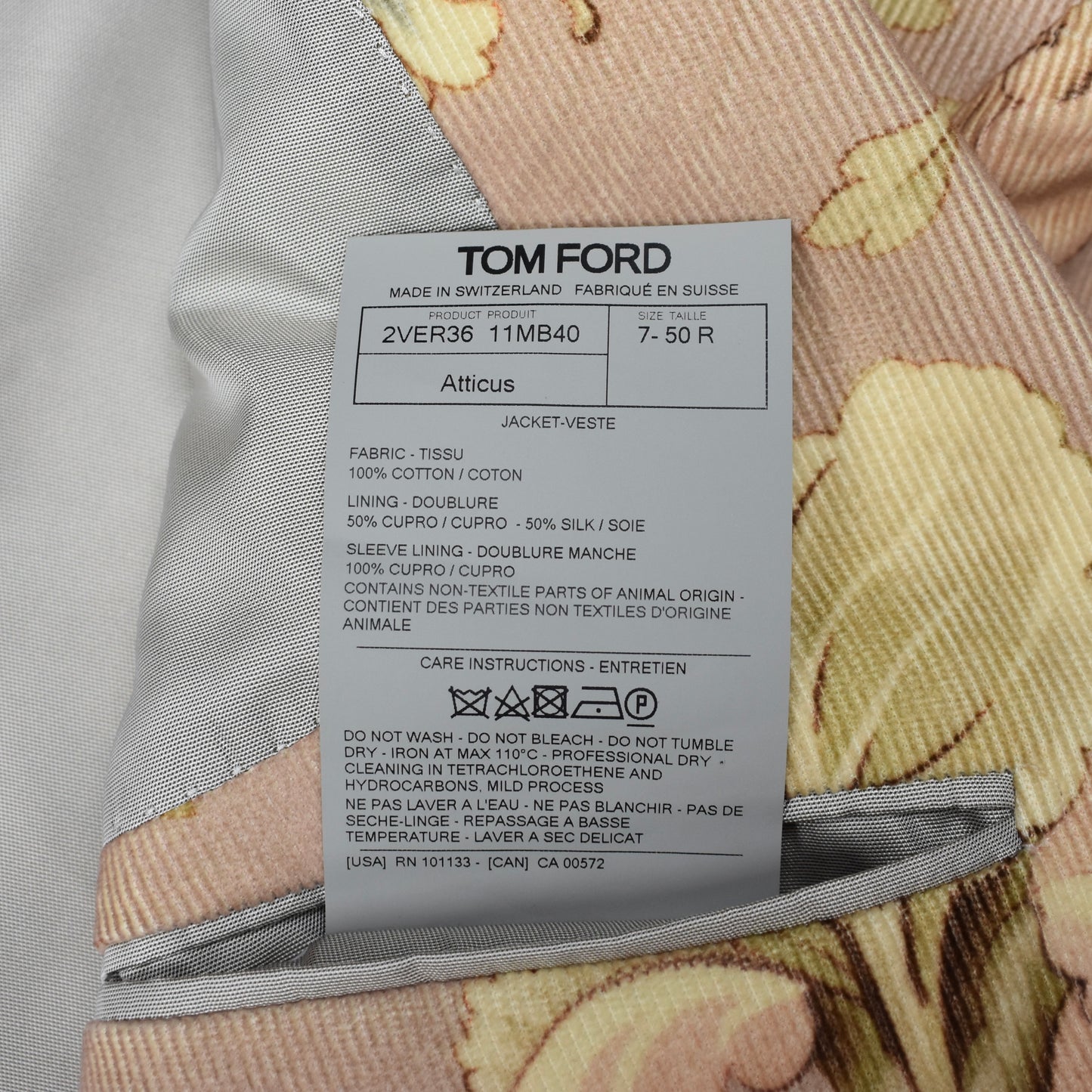 Tom Ford - Light Pink Floral Print Corduroy Blazer