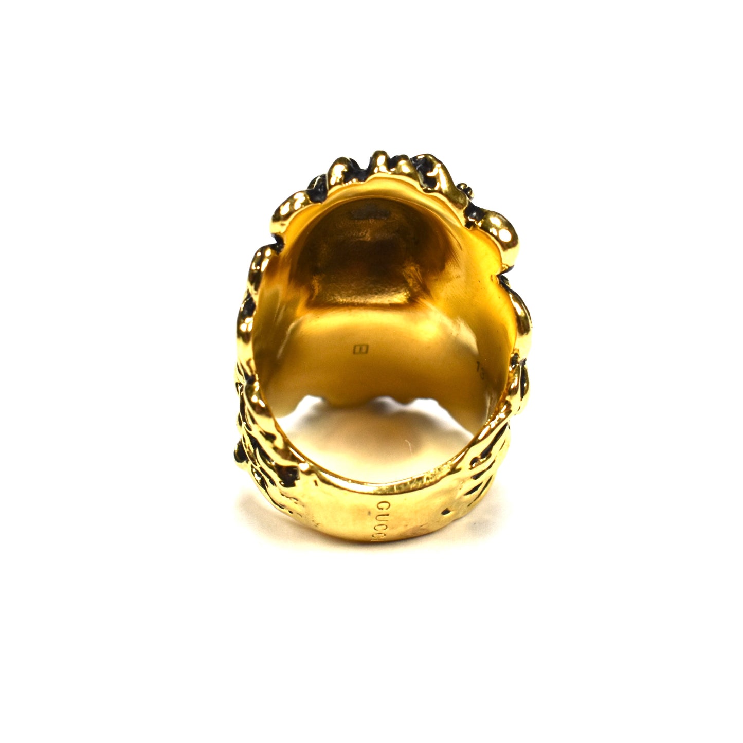 Gucci - Vintage Gold Blue Crystal Lion Ring