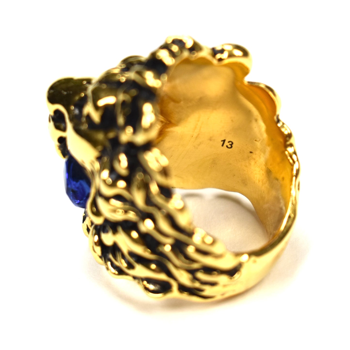 Gucci - Vintage Gold Blue Crystal Lion Ring