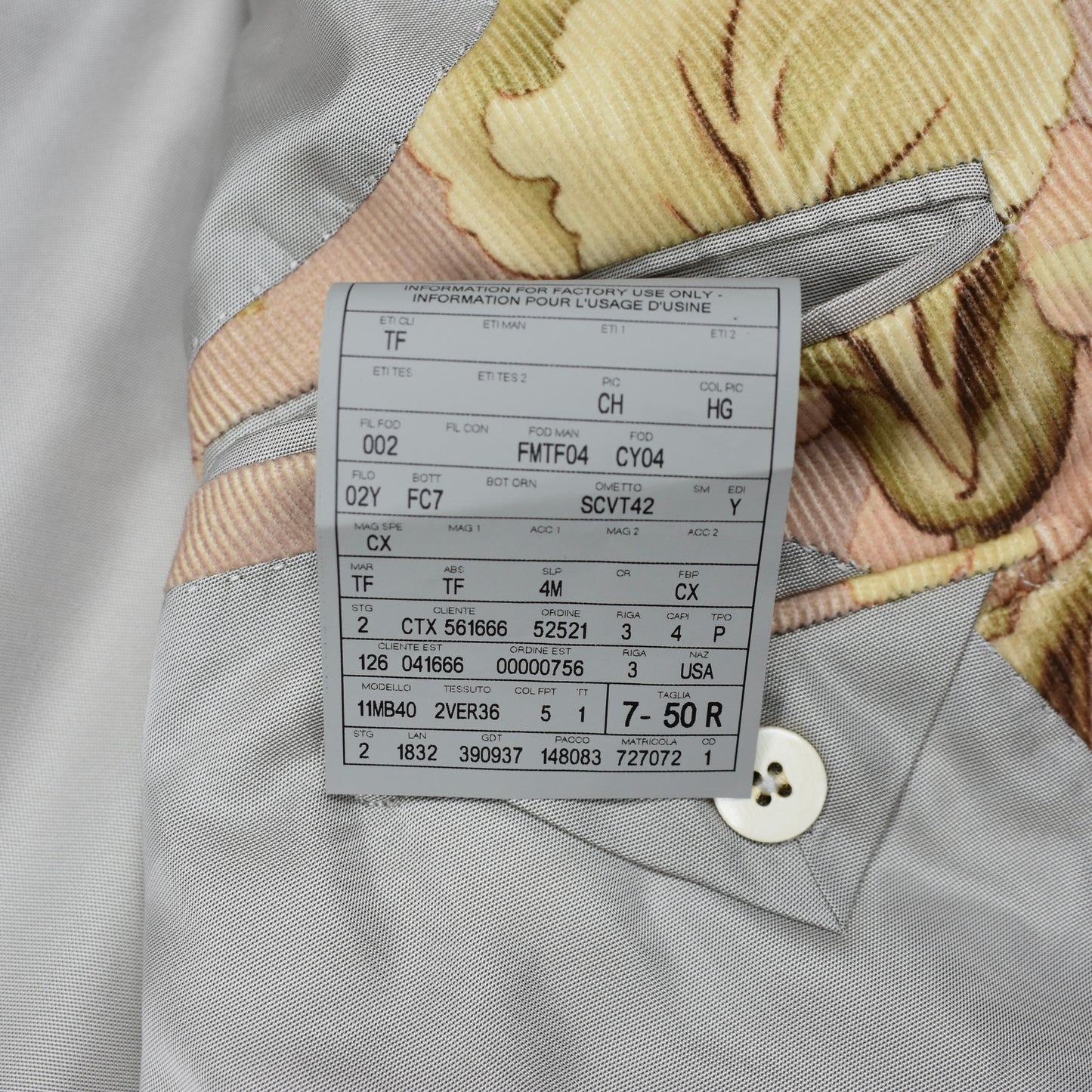 Tom Ford - Light Pink Floral Print Corduroy Blazer