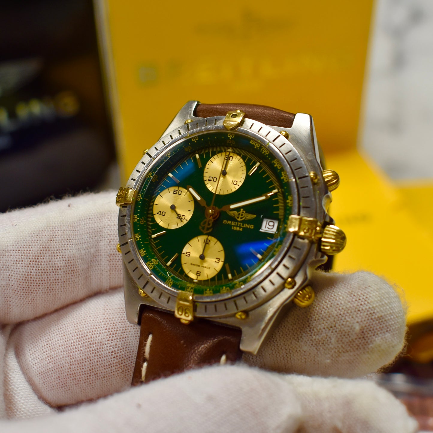 Breitling - Chronomat Steel/18K Green Dial Watch (B13047/81950)