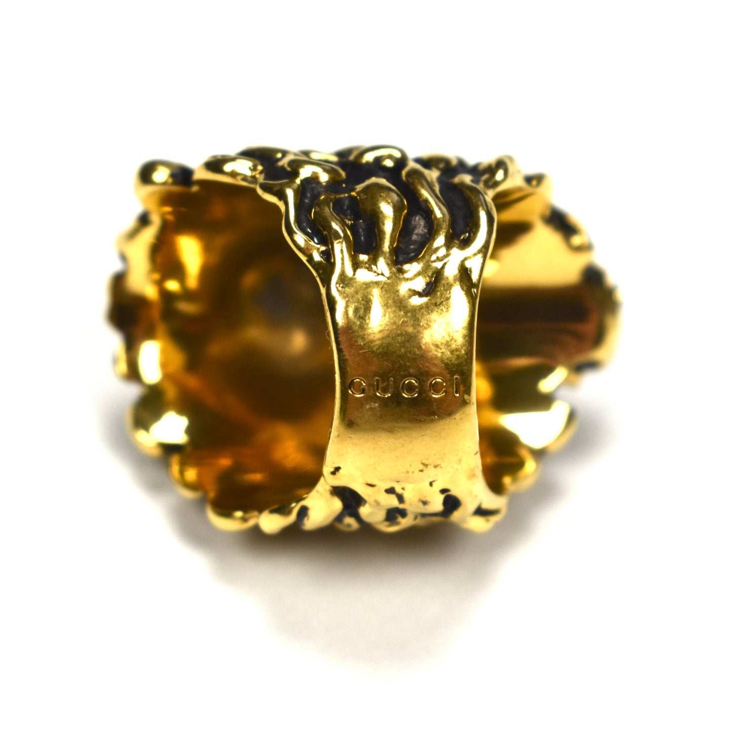 Gucci - Vintage Gold Blue Crystal Lion Ring