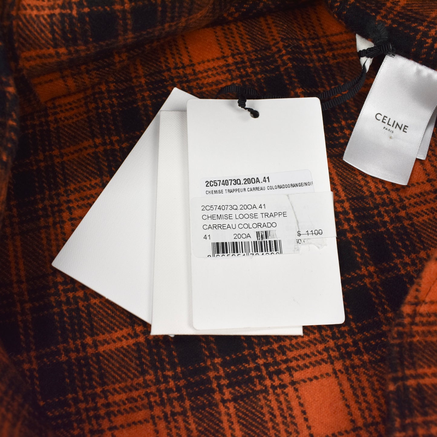 Celine - Orange/Black Heavyweight Wool Flannel Shirt
