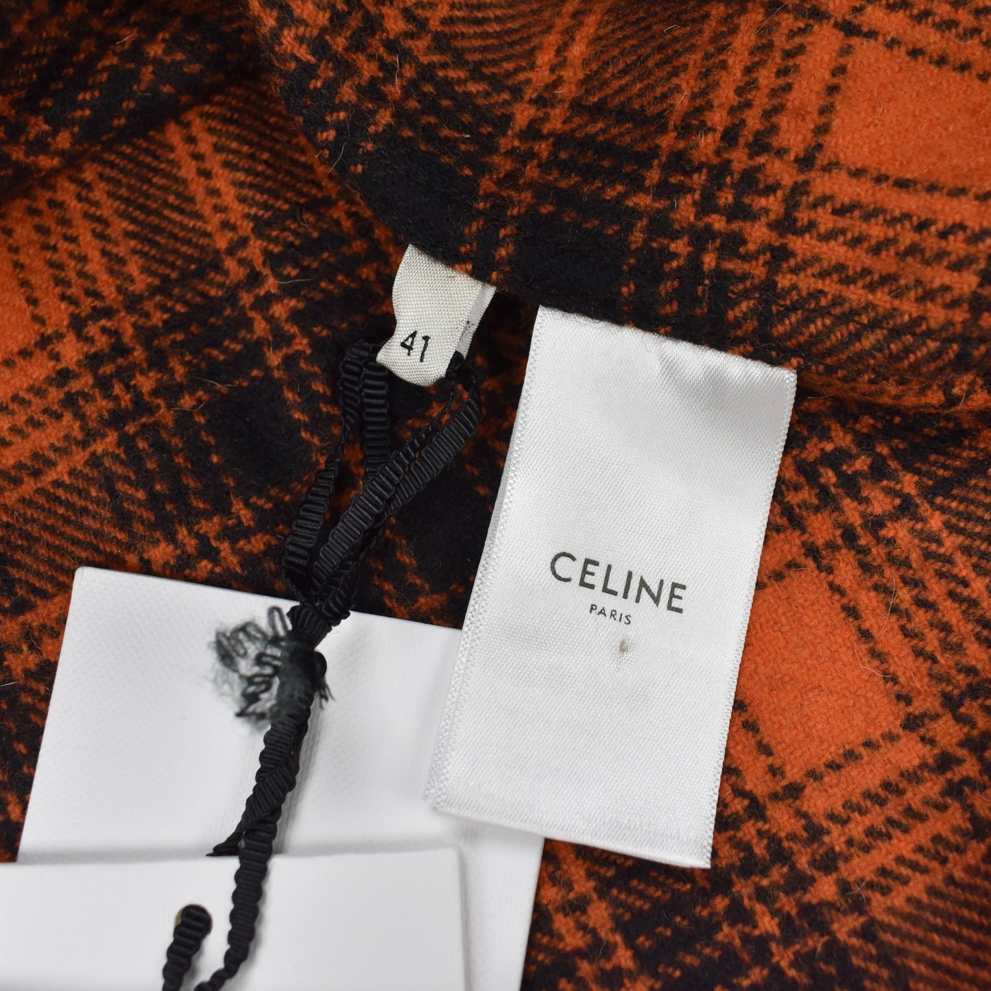 Celine - Orange/Black Heavyweight Wool Flannel Shirt