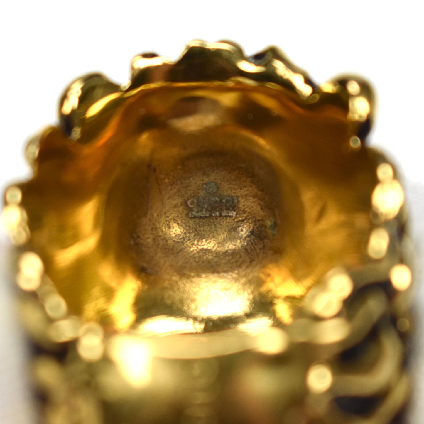 Gucci - Vintage Gold Blue Crystal Lion Ring
