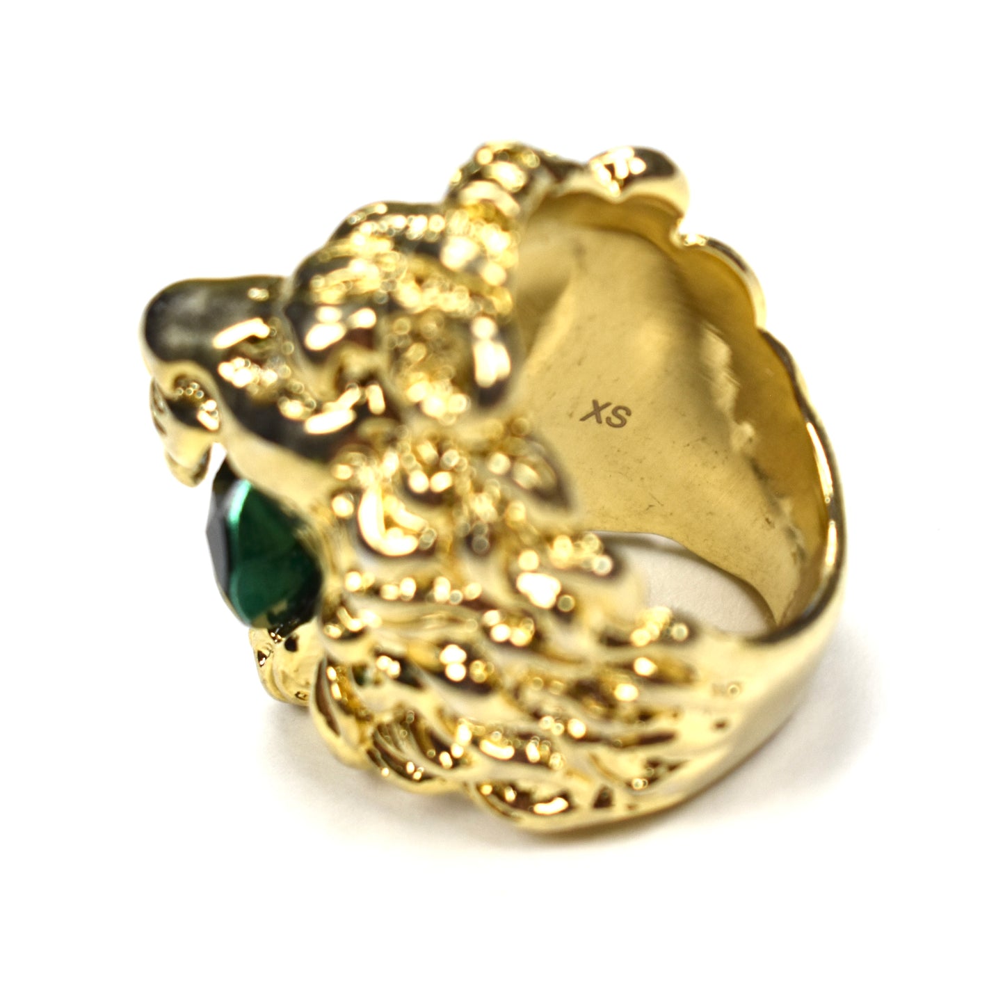 Gucci - Gold Green Crystal Lion Ring