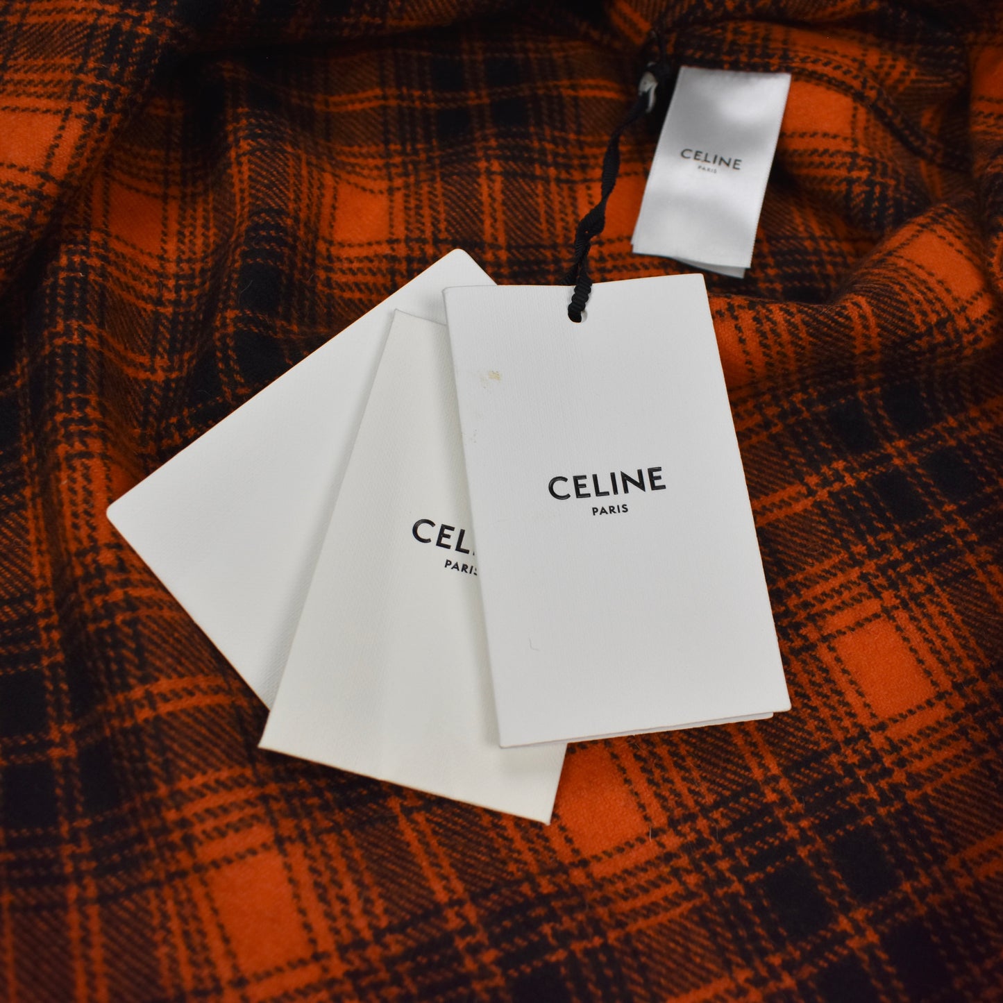 Celine - Orange/Black Heavyweight Wool Flannel Shirt
