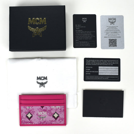MCM - Pink Tapestry Logo Card Holder