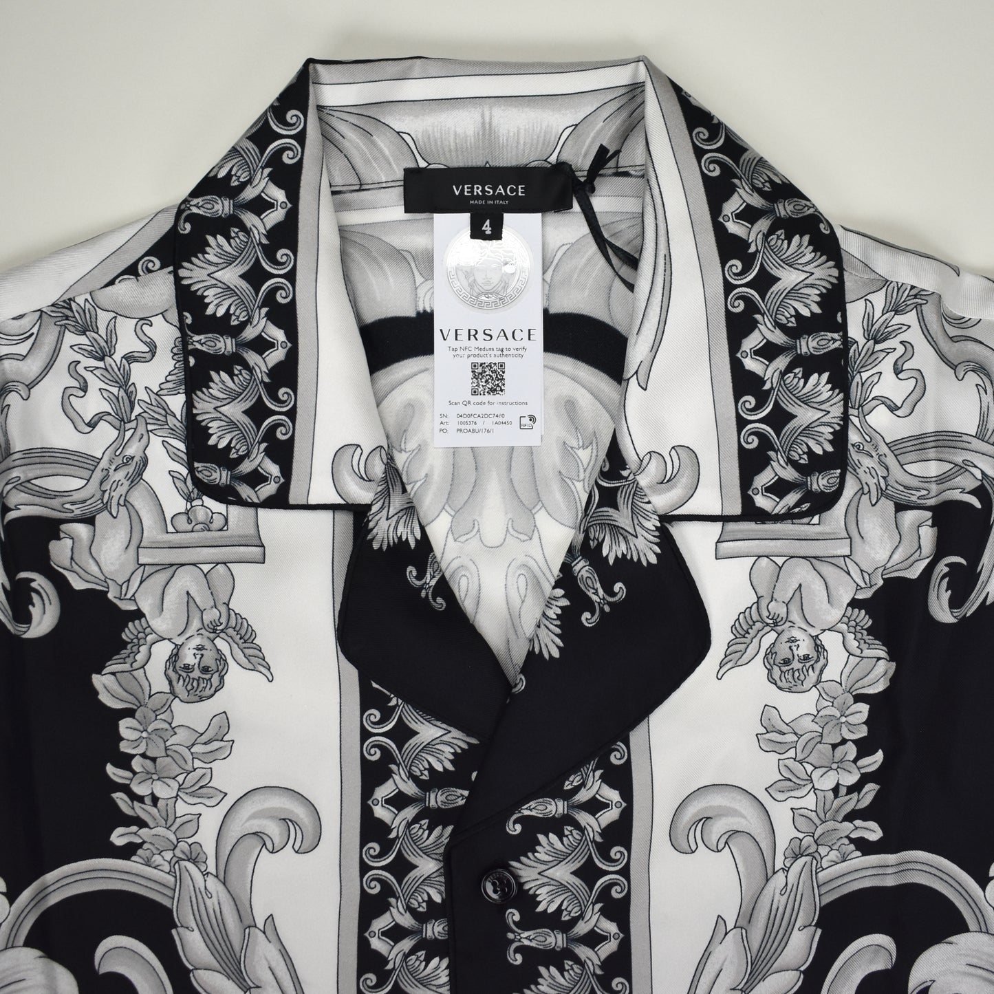 Versace - Black / Silver Barocco Print Silk Shirt