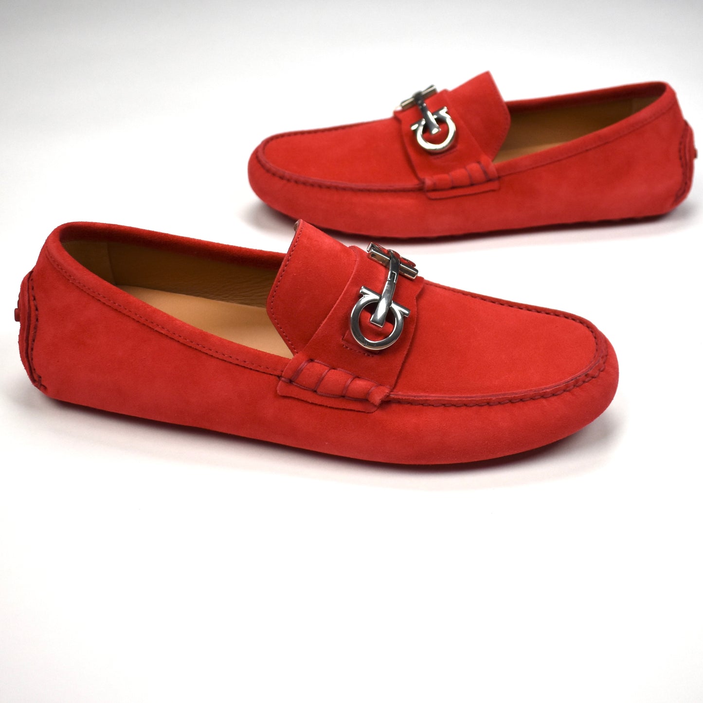 Salvatore Ferragamo - Red Suede Driving Loafers