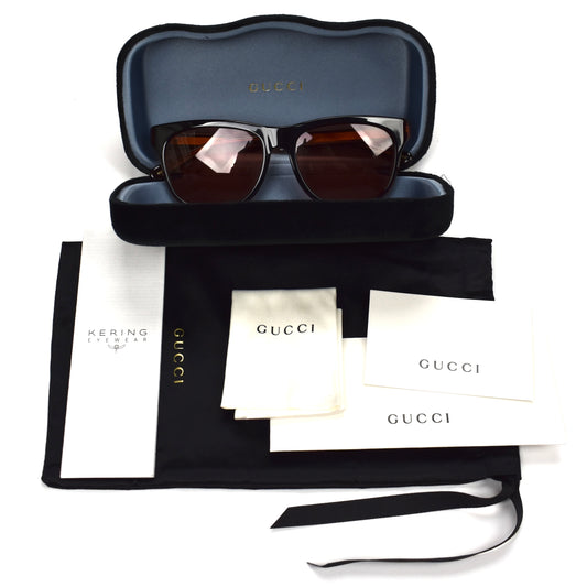 Gucci - GG0980S Rectangular Sunglasses (Black/Rose)
