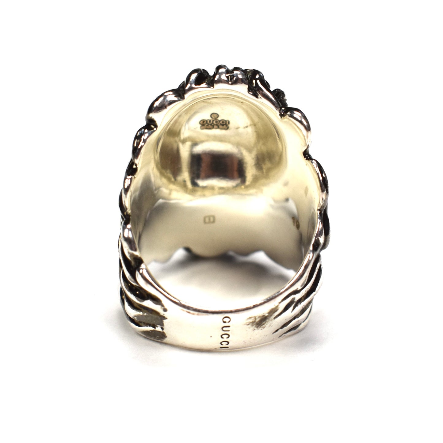 Gucci - Silver Black Crystal Lion RIng