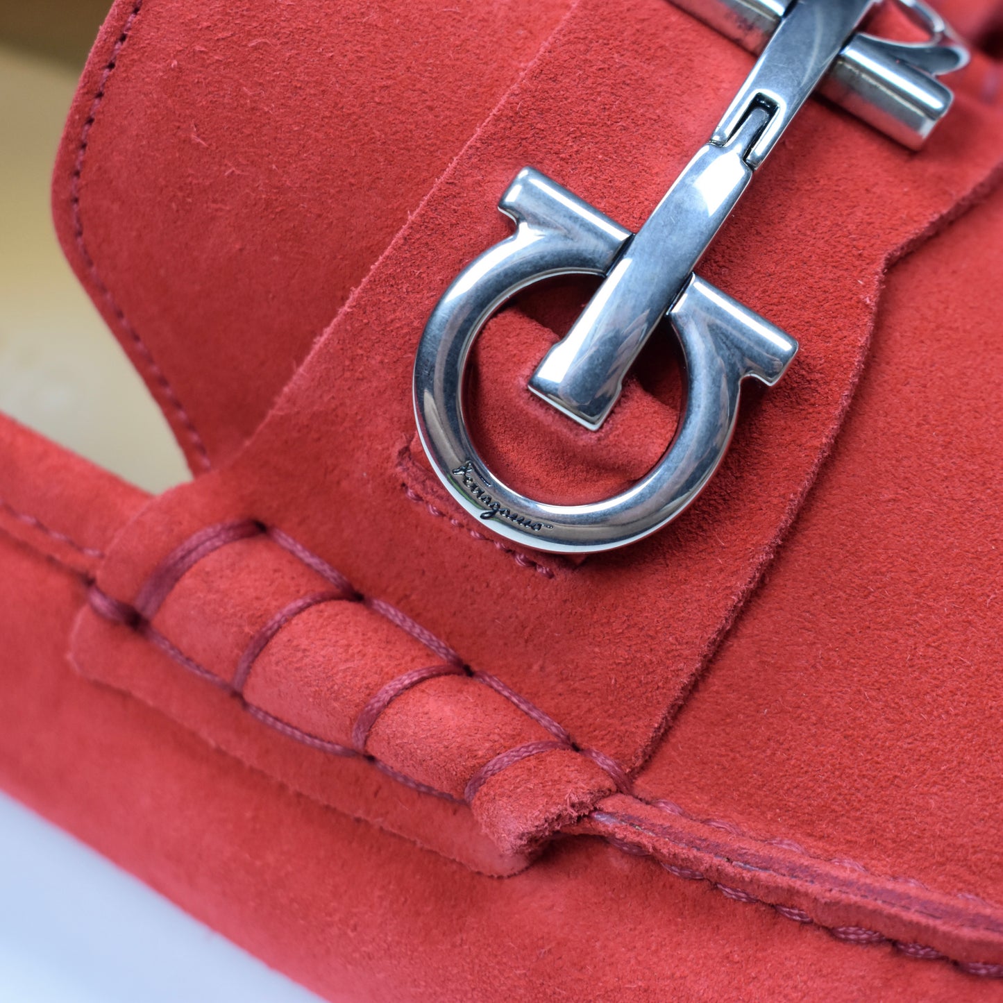 Salvatore Ferragamo - Red Suede Driving Loafers