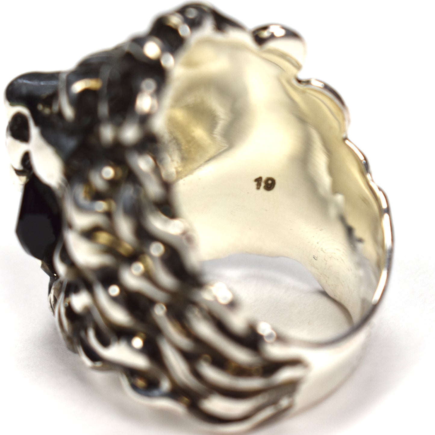Gucci - Silver Black Crystal Lion RIng