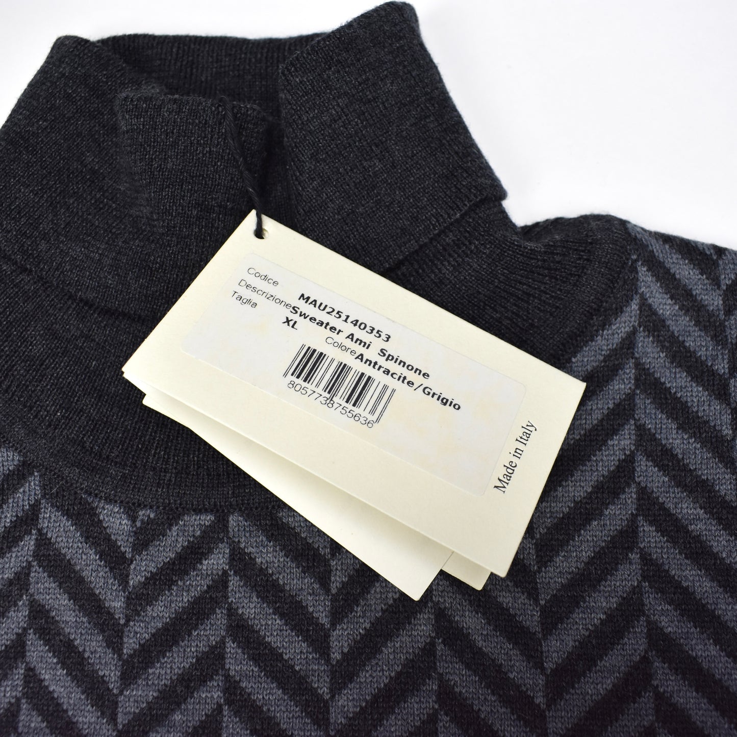 Barena Herringbone Knit Turtleneck Sweater