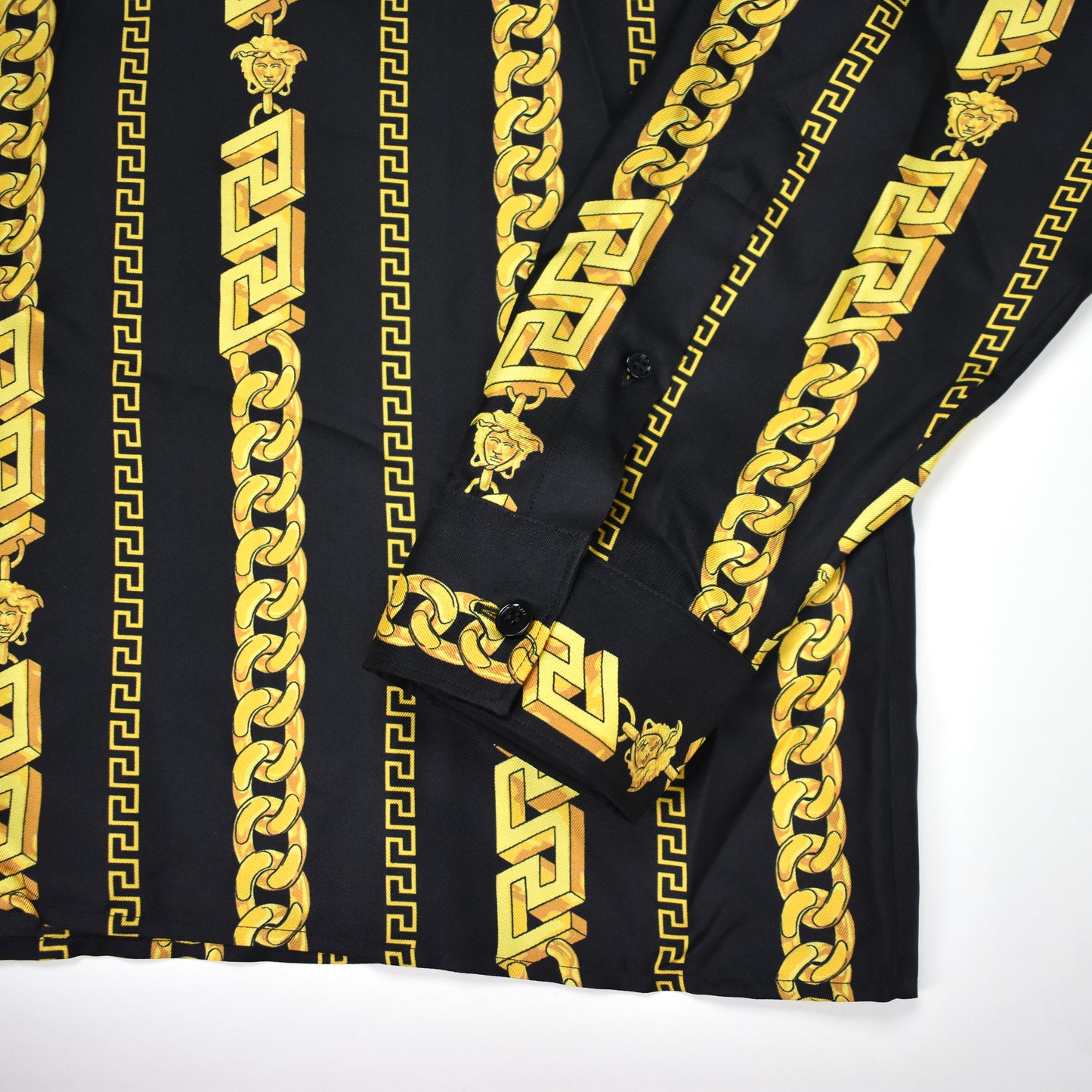 Versace - Black / Gold Medusa Chain Print Silk Shirt