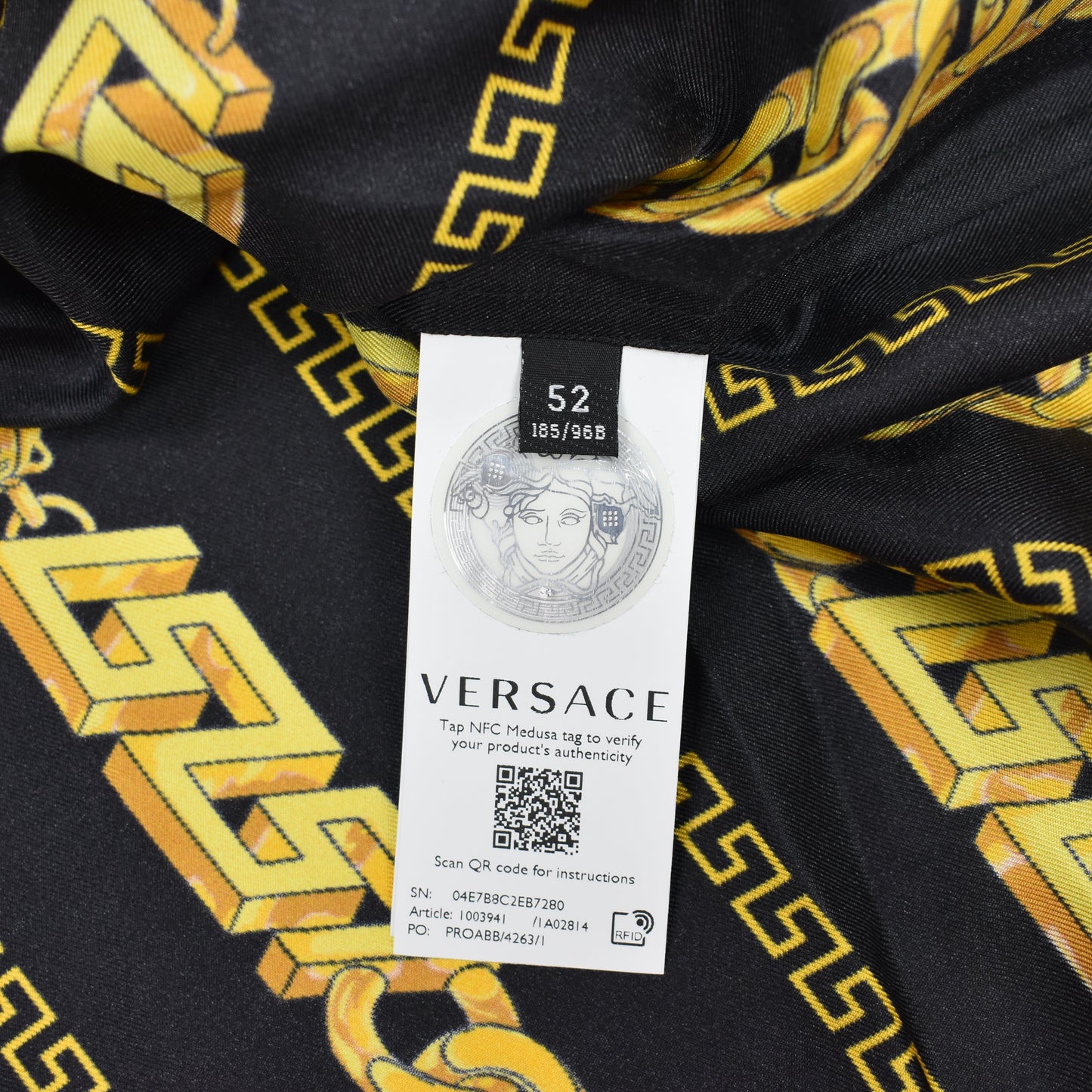 Versace - Black / Gold Medusa Chain Print Silk Shirt