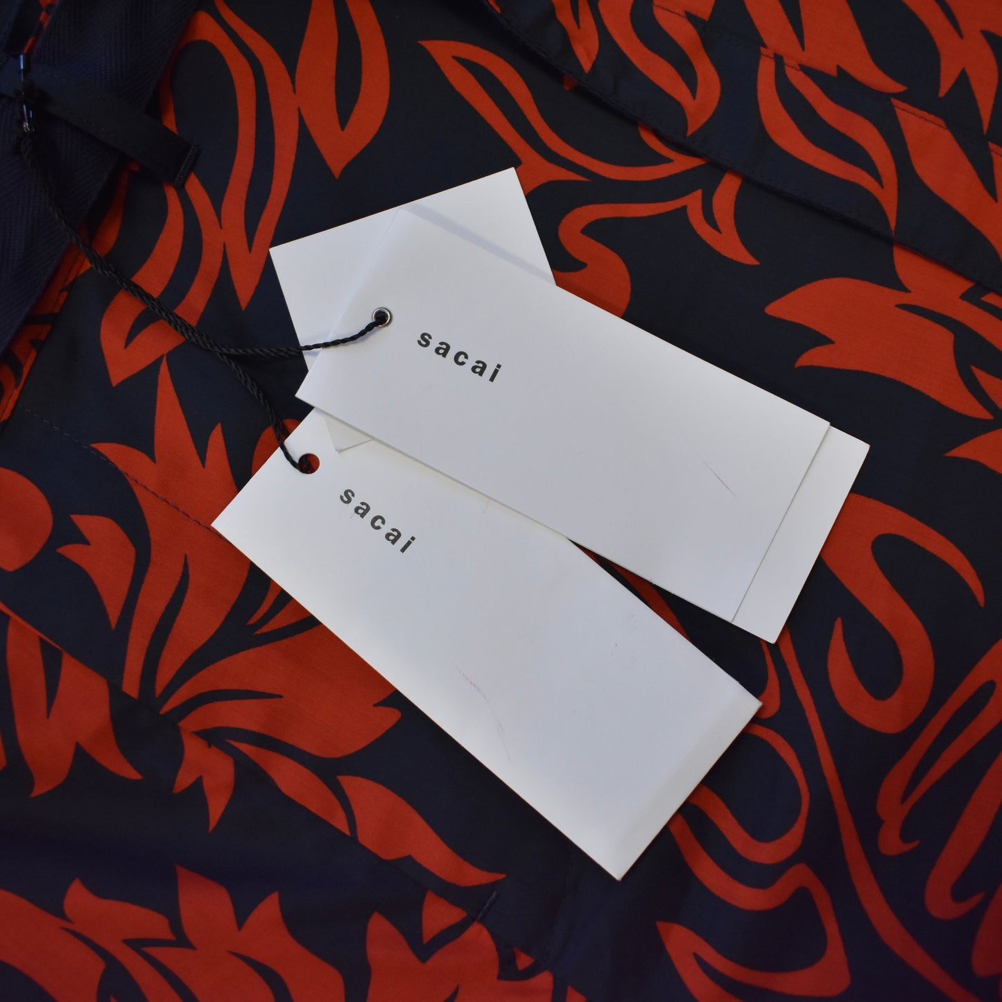 Sacai - Black & Red Floral Print Belted Shorts