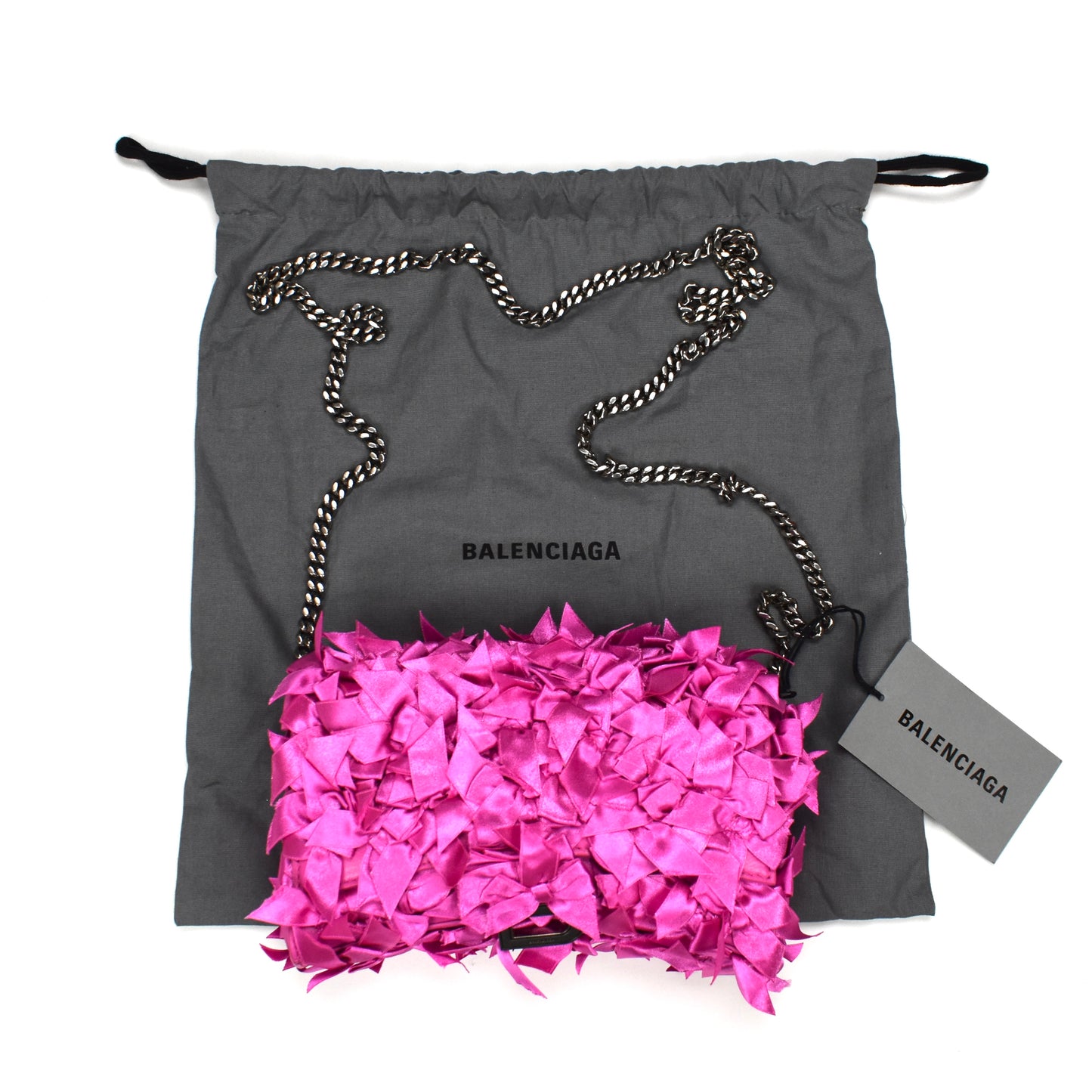 Balenciaga - Satin Bows Wallet on Chain Hourglass Bag (Magenta)