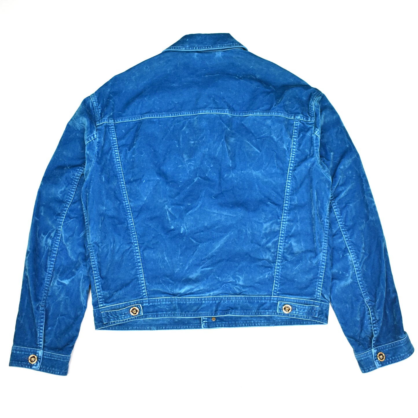 Versace - Blue Velvet Medusa Button Trucker Jacket