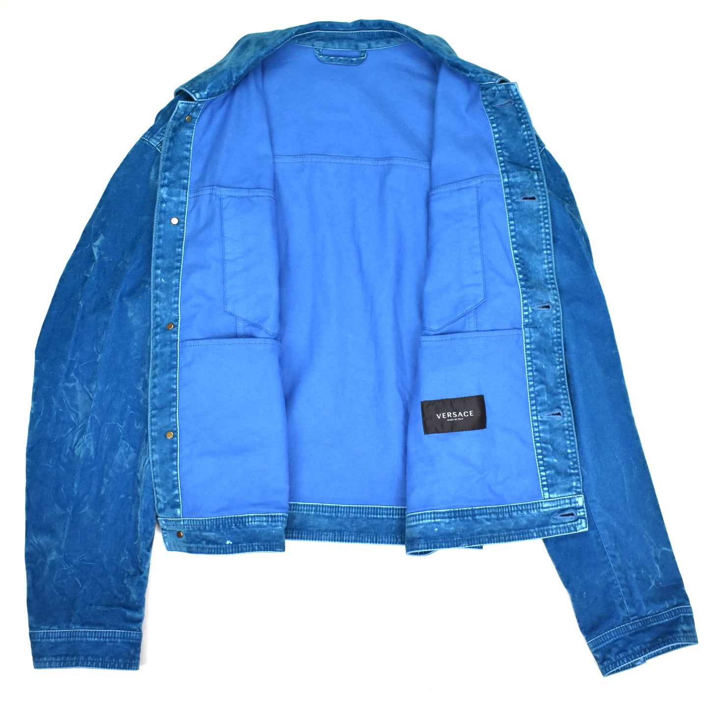 Versace - Blue Velvet Medusa Button Trucker Jacket
