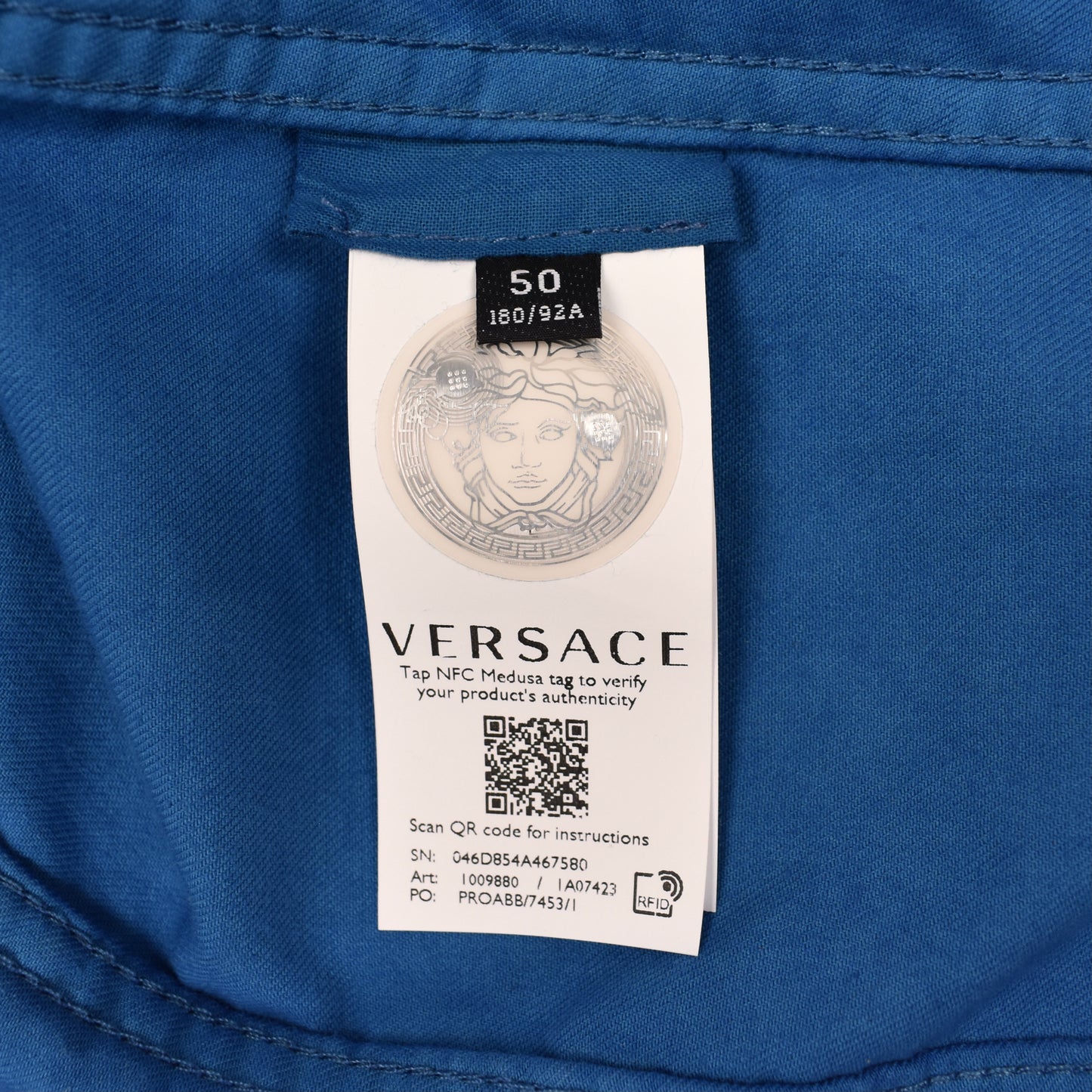Versace - Blue Velvet Medusa Button Trucker Jacket
