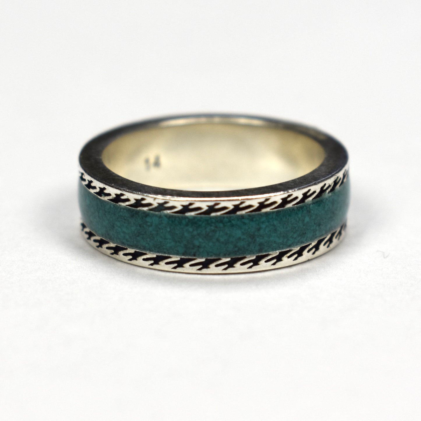 Gucci - .925 Silver Turquoise Enamel GG Logo Ring