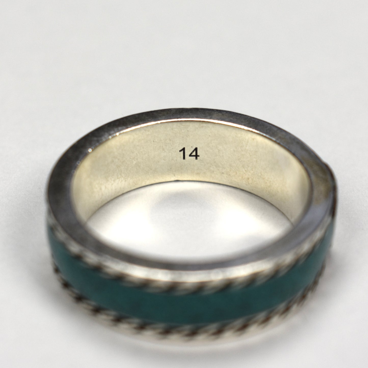 Gucci - .925 Silver Turquoise Enamel GG Logo Ring