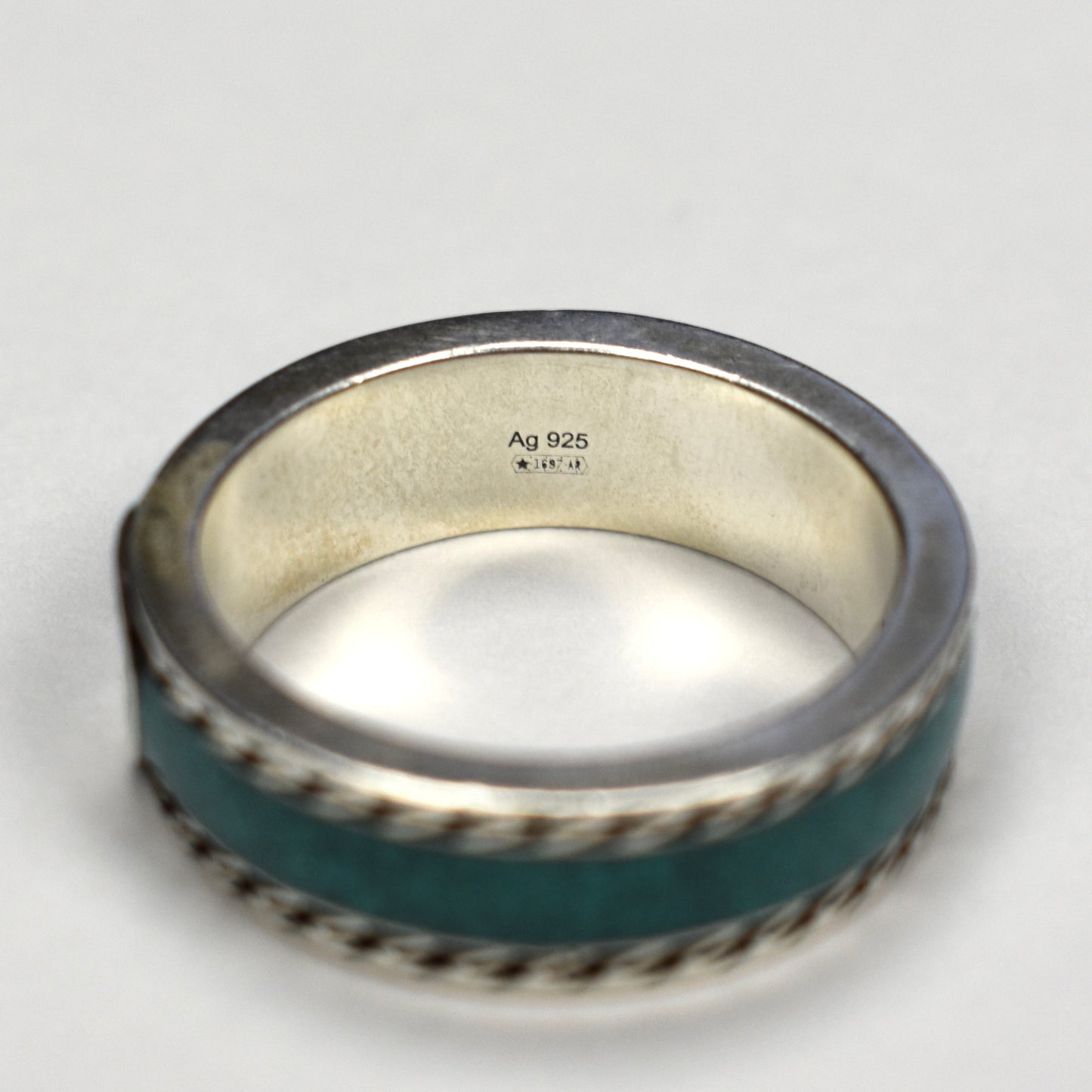 Gucci - .925 Silver Turquoise Enamel GG Logo Ring