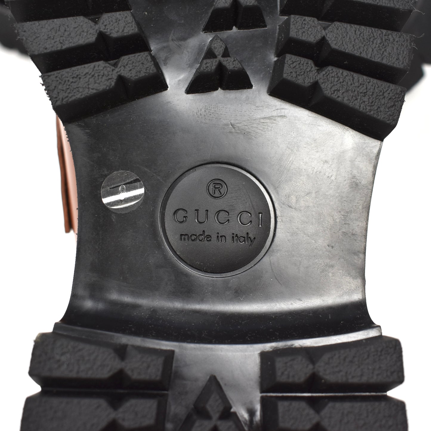 Gucci - Brown Leather GG Logo Chain Lug Sole Loafers