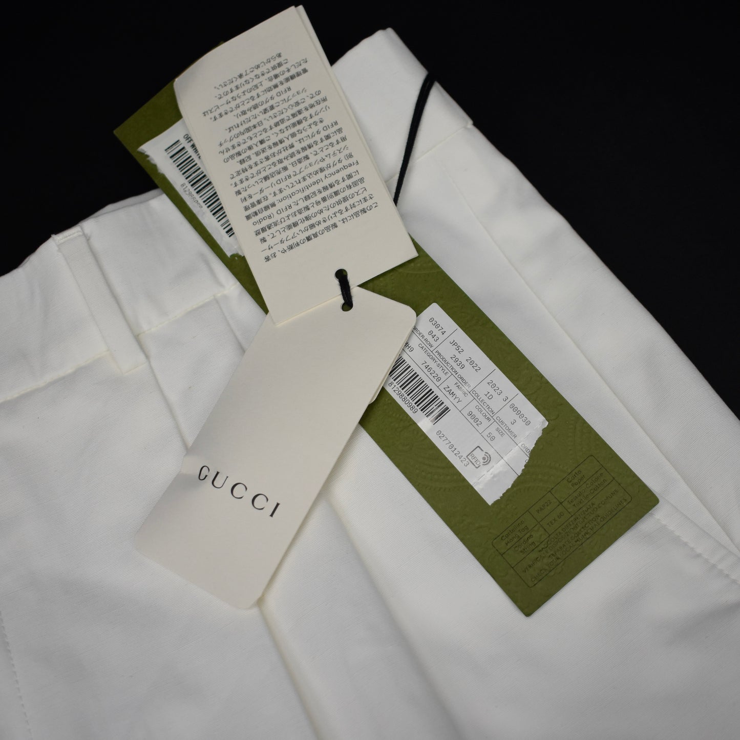 Gucci - White Flying Pig Embroidered Wide Leg Pants