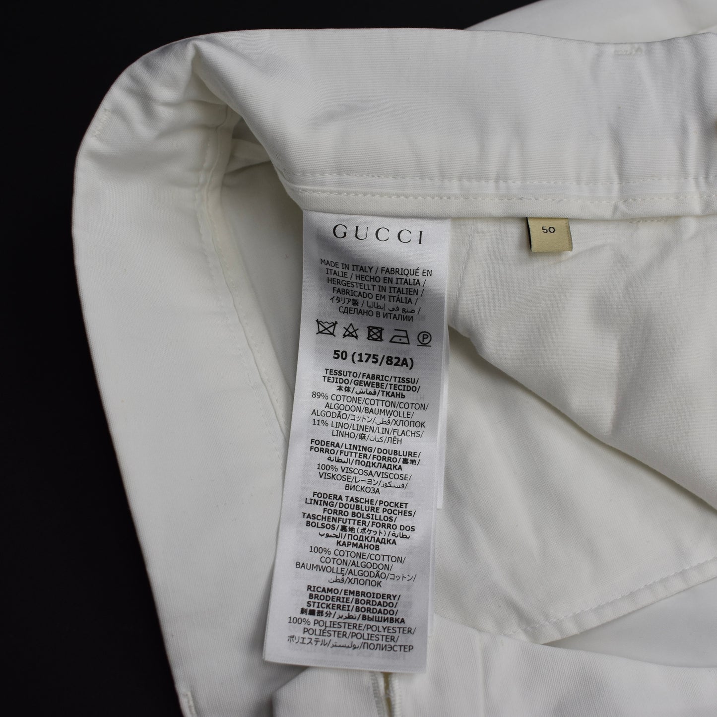 Gucci - White Flying Pig Embroidered Wide Leg Pants
