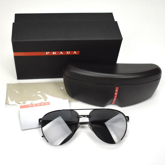 Prada - PS 51YS Aviator Sunglasses (Black/White)