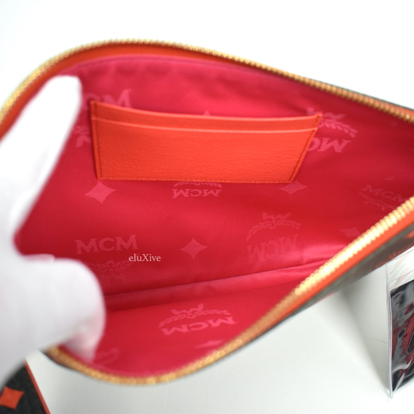 MCM - Black/Red Winter Moss Monogram Wristlet/Clutch 3-Piece Set