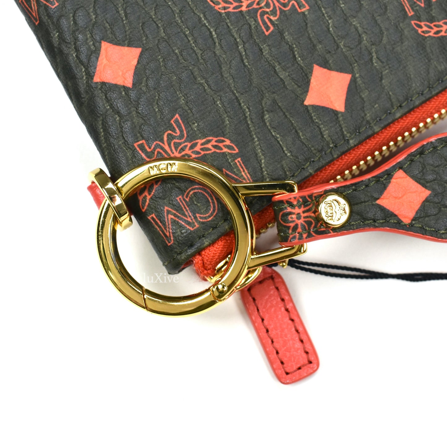 MCM - Black/Red Winter Moss Monogram Wristlet/Clutch 3-Piece Set
